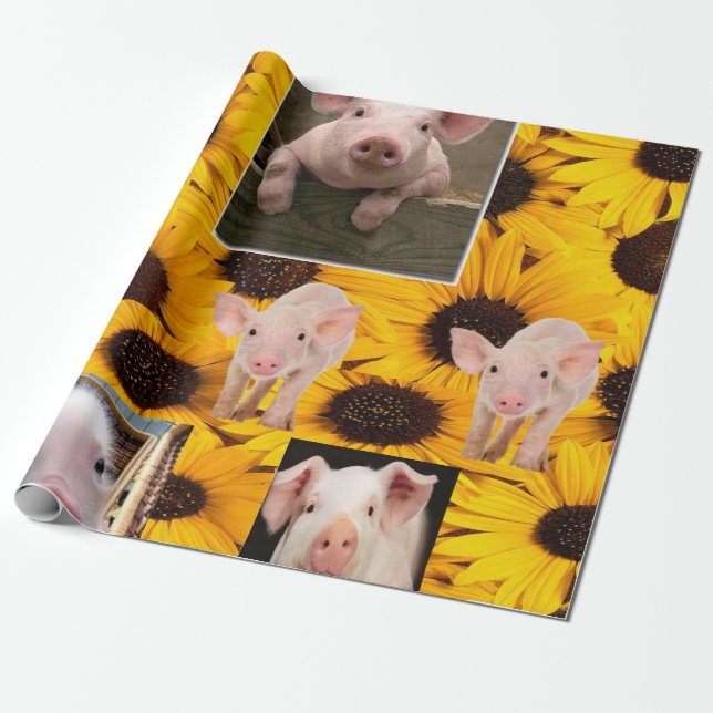 Sunflower Pigs Matte Wrapping Paper (Unrolled)