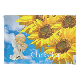 Sunflower Pillow Case, Floral Baby Angel Pillowcase