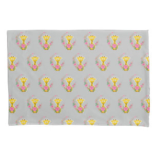 Sunflower Pillow Case, Floral Giraffe Pillowcase
