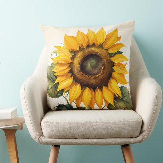 Sunflower Pillow - Large Nature Inspired Cushion