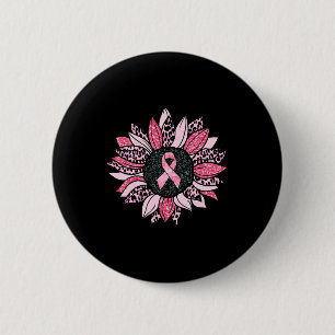 Sunflower Pink Breast Cancer Awareness Women Warri 6 Cm Round Badge