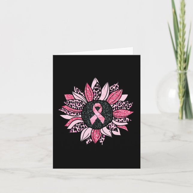 Sunflower Pink Breast Cancer Awareness Women Warri Card (Front)