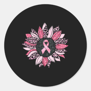 Sunflower Pink Breast Cancer Awareness Women Warri Classic Round Sticker