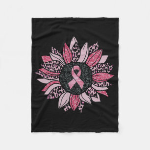 Sunflower Pink Breast Cancer Awareness Women Warri Fleece Blanket