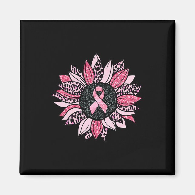 Sunflower Pink Breast Cancer Awareness Women Warri Magnet (Front)