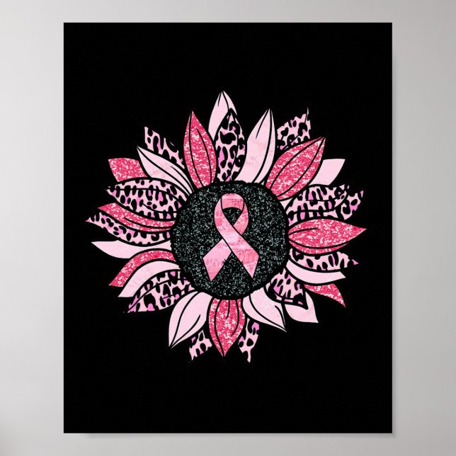 Sunflower Pink Breast Cancer Awareness Women Warri Poster (Front)