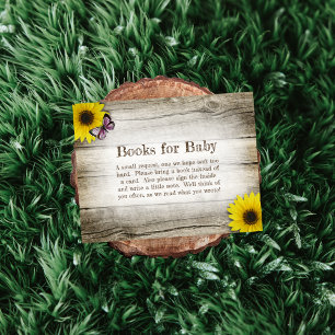 Sunflower Pink Butterflies Books For Baby Shower Invitation