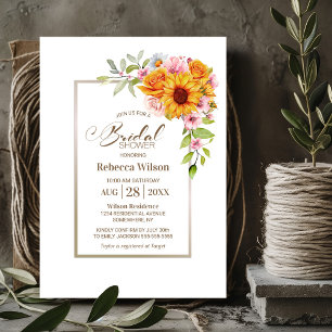 Sunflower Pink Floral Bridal Shower Invitation