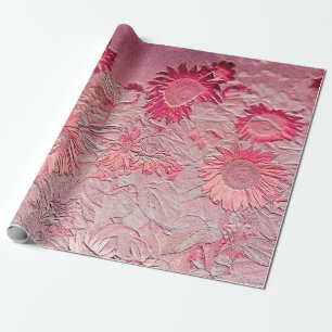 Sunflower Pink Floral Vintage Chic Decoupage Wrapping Paper