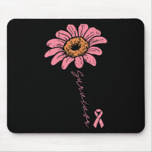 Sunflower Pink Ribbon Breast Cancer Survivor Aware Mouse Mat