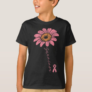 Sunflower Pink Ribbon Breast Cancer Survivor Aware T-Shirt
