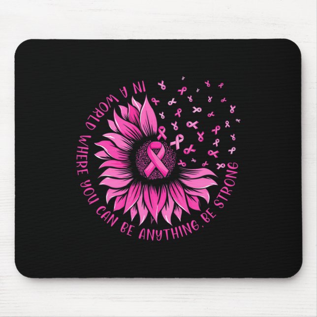 Sunflower Pink Ribbon Butterfly Breast Cancer Awar Mouse Mat (Front)