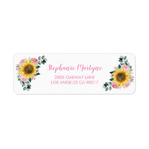 Sunflower Pink Rose Watercolor Floral