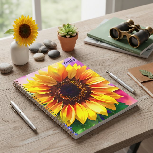 Sunflower Planner with Custom Name (Personalized sunflower planner! A perfect gift for a nature lover 🌻)
