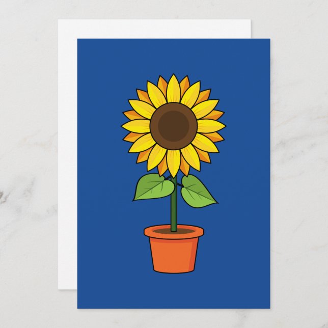 Sunflower Plant in a Pot Holiday Card (Front/Back)