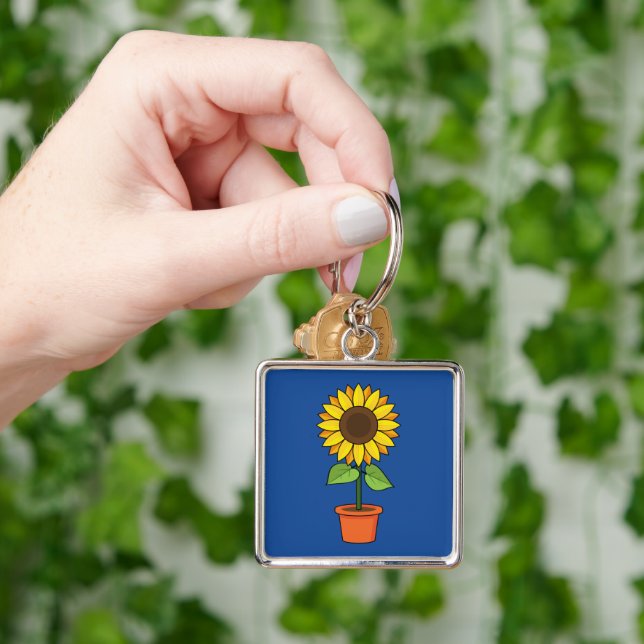 Sunflower Plant in a Pot Key Ring (Hand)