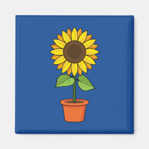Sunflower Plant in a Pot Magnet