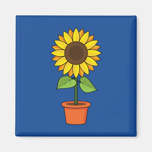 Sunflower Plant in a Pot Magnet (Front)