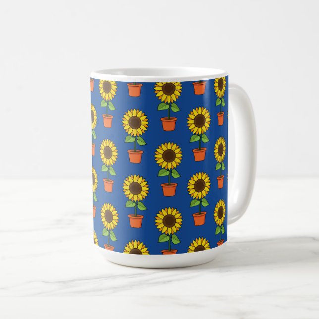 Sunflower Plant in a Pot Pattern Coffee Mug (Front Right)