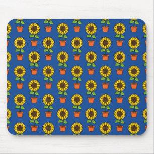 Sunflower Plant in a Pot Pattern Mouse Mat