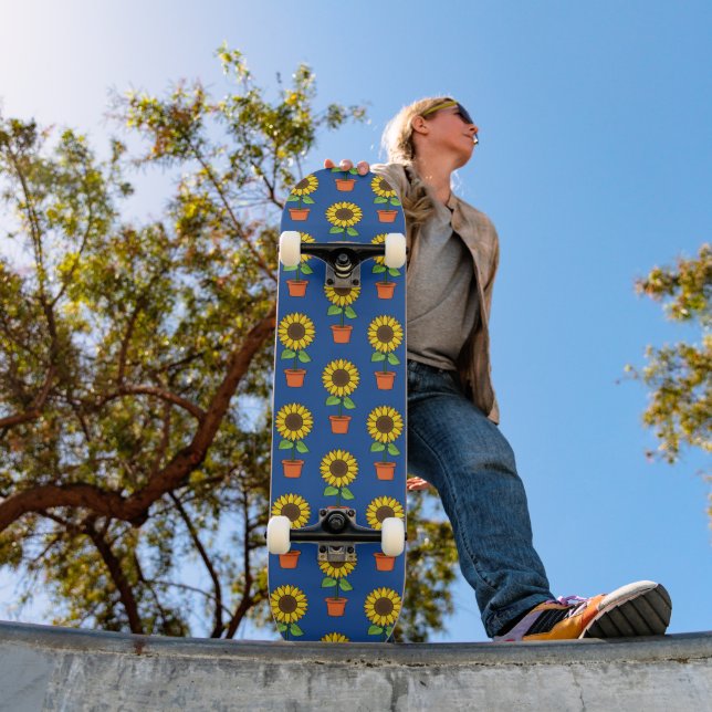 Sunflower Plant in a Pot Pattern Skateboard (Outdoor 1)