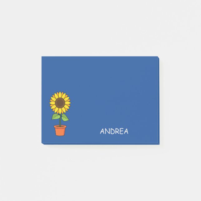 Sunflower Plant in a Pot Personalise Post-it Notes (Front)