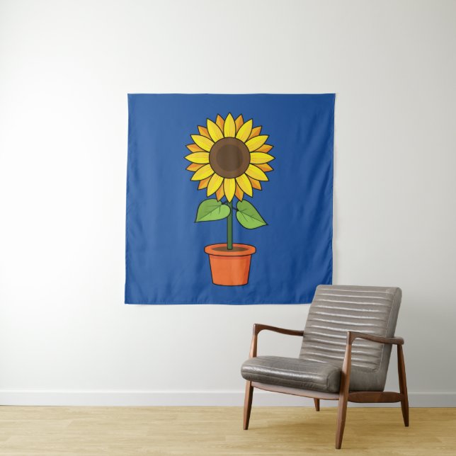 Sunflower Plant in a Pot Tapestry (In Situ)