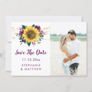 Sunflower Plum Purple Lights Photo Save The Date