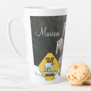 Sunflower Polar Bear Floral Latte Mug