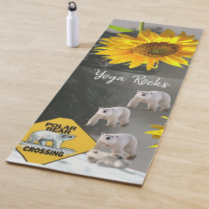Sunflower Polar Bear Floral Yoga Mat