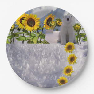 Sunflower Polar Bear Paper Plates