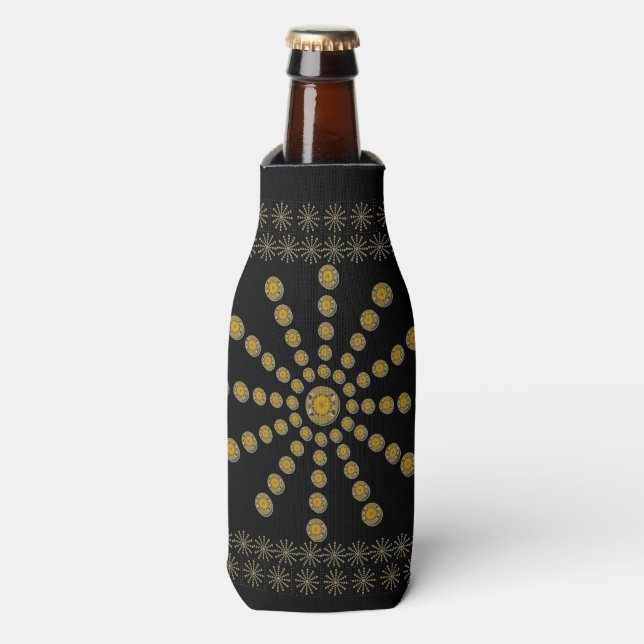  Sunflower polka dot Art Design Bottle Cooler (Bottle Front)