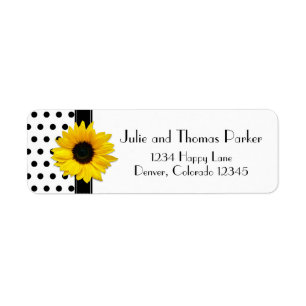 Sunflower Polka Dot Wedding Return Address