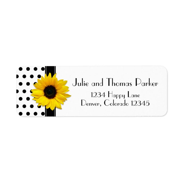 Sunflower Polka Dot Wedding Return Address (Front)
