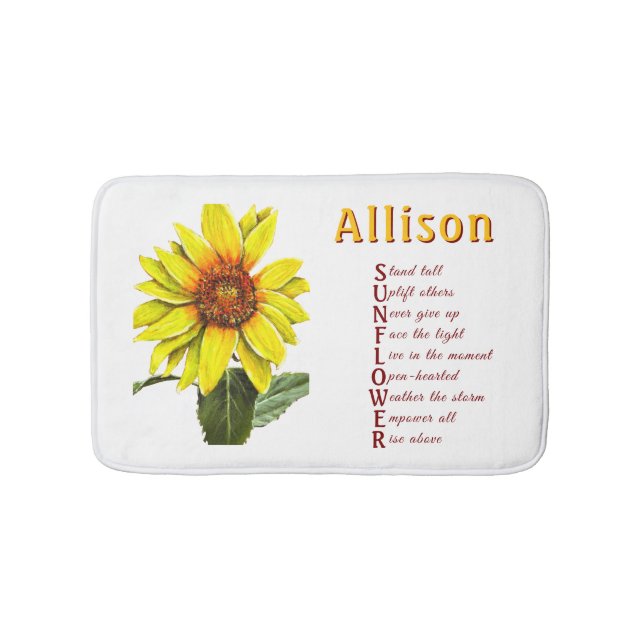 Sunflower Positive Encouragement Bath Mat (Front)