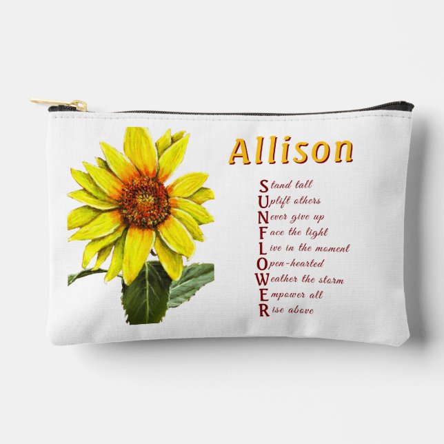 Sunflower Positive Encouragement Cosmetic Bag (Front)