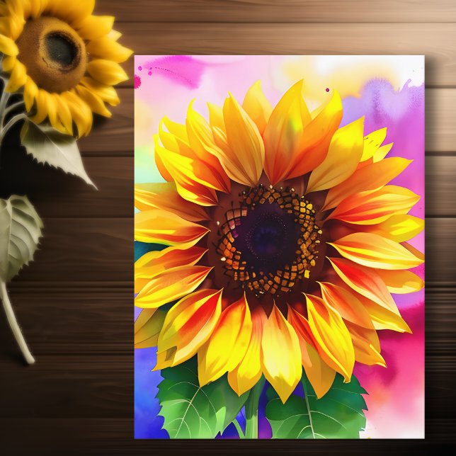 Sunflower Postcard - Vibrant Floral Art - Summer (Nature's Golden Bloom! 🌻🌞)
