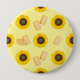 sunflower power 10 cm round badge