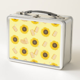 sunflower power metal lunch box