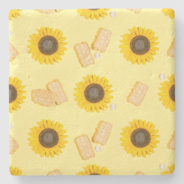 sunflower power stone coaster (Front)