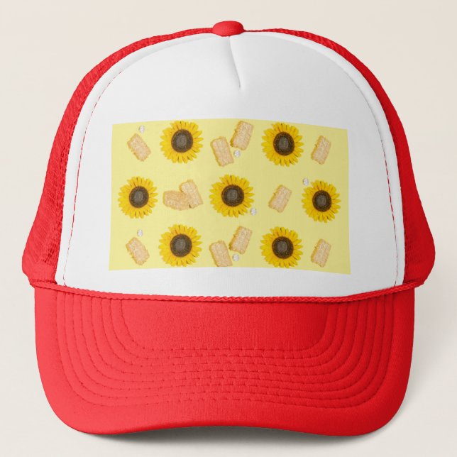 sunflower power trucker hat (Front)
