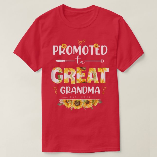 Sunflower Promoted To Grandma Again Est 2022  T-Shirt (Design Front)