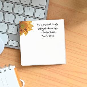 Sunflower Proverbs 31:25 Custom Bible Verse  Post-it Notes