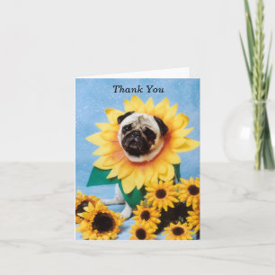 Sunflower Pug Thank You Card