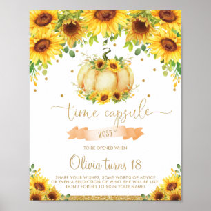Sunflower Pumpkin 1st Birthday Time Capsule Poster