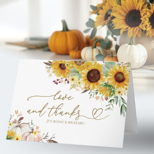 Sunflower Pumpkin Autumn Wedding Thank You Card