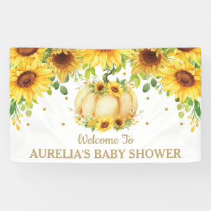 Sunflower Pumpkin Baby Shower Welcome Backdrop Banner