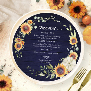 Sunflower Pumpkin Bridal Shower Circle Menu Card