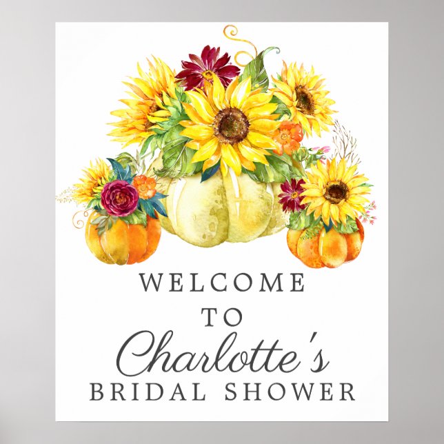 Sunflower Pumpkin Bridal Shower Welcome Sign (Front)