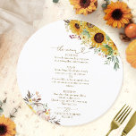 Sunflower Pumpkin Circle Wedding Menu Card<br><div class="desc">Create an elegant and timeless fall-themed wedding suite that effortlessly reflects your style with personalised details.</div>